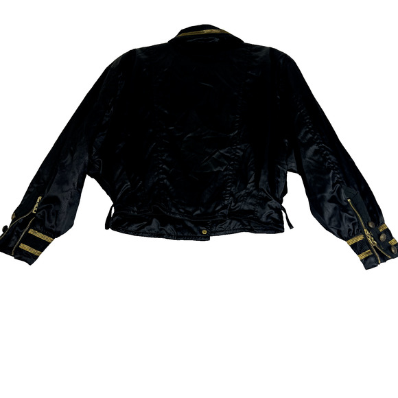 Bogner Snowsuit Jacket Women 12 Black Gold Asymmetrical Zip Missing Belt Vtg - Picture 4 of 14